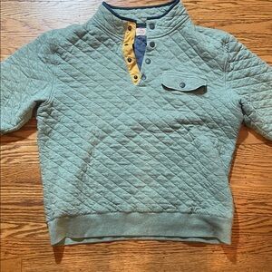 Faherty Quilted Green and Yellow Pullover Sweatshirt